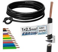 Wire cable - single core flexible - PVC cable - H07V-K 2.5 mm² - colour: black - lengths: 10 m 15 m 20 m 25 m 30 m 35 m 40 m 45 m 50 m 55 m 60 m up to 100 m