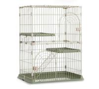 Wire Cat Cage Playpen with Hammock, 3 Platforms, 3 Front Doors, and 2 Ramp Ladders, Detachable Metal Enclosure for Cats
