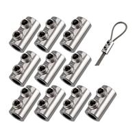 Wire Clamps For Cable For 1.5/2mm Wire Rope Suspension Clamps Double Hole Metal Copper Clips Stainless Steel Cable Sling Tools Fastening Accessories Cable Clamp (Size : For 2mm wire X20pcs)