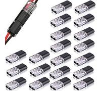 Wire Connectors, 20PCS Double Wire Push-in Connector with Locking Buckle, H Tap Quick Dual Wire Terminal Block Connector 2 Pin Peel-free Push-Type Connectors for Cable Two-Wire Plugs Connector