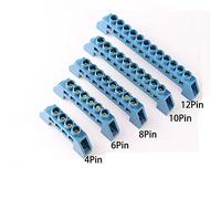 Wire Connectors, Bridge Design Zero Line Terminal Block Connector Blue Green 4-12Pin Screw Copper Grounding Strip(Blu,4P)