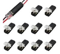 Wire Connectors, CTRICALVER 10 Pcs 2 Pin Low Voltage Universal Compact Wire Connectors, Peel-Free Push-Type Design I Type Connectors for 18-22 AWG Cable