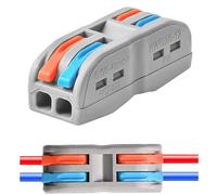 Wire Connectors Nuts,50pcs 2 Conductor Compact Splicing Wire Connectors, 2 in 2 Out Lever Wire Nut Electrical Connectors, 2 Circuit Inline Splices 28-12 AWG, SPL-2