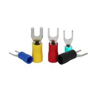 Wire connectors, SV1.25-26 Copper Fork Furcate Connector Lug Spade Insulated Crimp Terminal(50pieces Sv1.253,Green)
