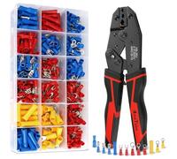 Wire Crimping Tool Set, Professional Ratchet Crimper Tool with 370pcs Insulated Wire Terminals Connectors (0.5-6mm²), Electrical Crimp Tool Kit for Automotive, Electrical Repairs & DIY