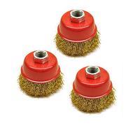 Wire Cup Brush / Wheel for Angle Grinder Crimped Brass Coated (3 Pack) AU028