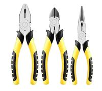 Wire Cutter Cutting Pliers Plier Household Tool Set, 3 Pcs | 6" Long Needle Nose & Diagonal Cutting & Lineman's Pliers