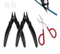 Wire Cutters,2 Pcs Flush Cutters And 1pc Stainless Steel Curved Mouth Tweezers,Zip Tie Cutter,Wire Cutters For Crafting For Plastic Zip Ties, 3d Printing Support Remover Tool For Diy & Hobby 5 Inches