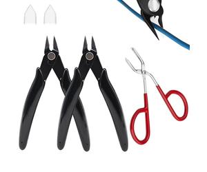 Wire Cutters,2 Pcs Flush Cutters And 1pc Stainless Steel Curved Mouth Tweezers,Zip Tie Cutter,Wire Cutters For Crafting For Plastic Zip Ties, 3d Printing Support Remover Tool For Diy & Hobby 5 Inches