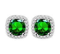 Wire Earrings for Women 10MM Square Round Teardrop Heart Stud Earrings For Women (Green, One Size)