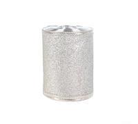 Wire Edged DIY Ribbon Roll with Glitter Finish in Gold and Silver, Suitable for Festive Decoration and Craft Projects, 6 3cm Width by 6m (Silver)