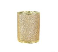 Wire Edged DIY Ribbon Roll with Glitter Finish in Gold and Silver, Suitable for Festive Decoration and Craft Projects, 6 3cm Width by 6m (gold)