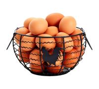 Wire Egg Basket Farmhouse Kitchen Organiser, Metal, Black, 21 x 21 x 12 cm