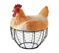 Wire Egg Basket | Vintage Style Metal Storage Container,Chicken Lid Egg Holder - For Fruit, Snack, Farmhouse Style Kitchen, Desk, Home, Decoration