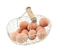 Wire Egg Basket, Wire Egg Collection Baskets, Fruit Basket With Wooden Handle, Desktop Bread Baskets, Rust Gathering Bin For Carrying And Collecting Fruit, Food
