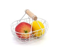 Wire Egg Baskets, Metal Desktop Storage Basket,Handle Iron Art Eggs Tray | Bread Basket Kitchen Desktop, for Carrying and Collecting Fruit Food-White
