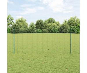 Wire Fence with Posts Euro 10 x 1 m Green PVC-Coated Steel