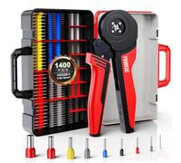 Wire Ferrule Crimping Tool Kit 0.08-16mm² AWG 28-5, Ratcheting Ferrule Crimper with Ferrules, Self-Adjusting Electrical Terminal Crimping Tool Set with Storage Case(1400.01PCS)