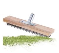 Wire Floor Brush | 30cm Portable Floor Wire Broom Steel Broom,Reusable Scratch Brush Rake with Wooden Handle Socket Thickened Garden Broom Hard Bristles for Garden Moss