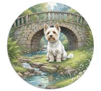 Wire Fox Terrier 1000 Piece Round Puzzle for Adults Kids 14+ Pet Dog Jigsaw Puzzle Creative Unique Challenge Games Stress Reliever Difficult Challenge 1000pcs (67.5x67.5cm)