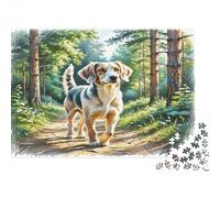 Wire Fox Terrier 1000 Pieces Adult Puzzle: Dog on Forest Path for Adults & Kids Age 12 Years + Gift 52x38cm/1000pcs