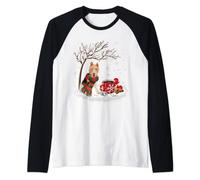 Wire Fox Terrier Dog In The Snow Christmas Winter Xmas Tree Raglan Baseball Tee