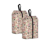 Wire Fox Terrier Dogs Easter Flower Floral, Travel Shoe Bags 2 Pack, Waterproof Shoe Storage Bags, Shoe Organizer for Travel and Home