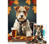 Wire Fox Terrier Puppies Jigsaws 1000 Pieces for Adults Memory Boost Game Professional Grade Cutting Heartwarming Gathering Activity (38x52cm)