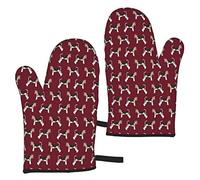 Wire Fox Terriers Dog Breed Simple Ruby Oven Gloves,Heat Resistant Baking Mitts Non-Slip Kitchen Oven Mitts 1 Pair