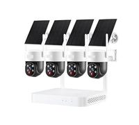 Wire-Free Solar PTZ Home Security Camera System Wireless, 4-Set 2K 4MP QHD CCTV Surveillance Kit W. 4K 10CH NVR