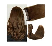 Wire Hair Extensions Real Human 12-26 inch Chocolate Brown Remy Invisible Transparent Fish Line Straight Hairs Easy Installation and Removal(26 inches)