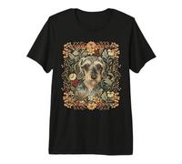 Wire Haired Dachshund Gray Blue William Morris Style Premium T-Shirt
