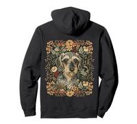 Wire Haired Dachshund Gray Blue William Morris Style Pullover Hoodie