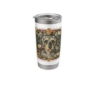 Wire Haired Dachshund Gray Blue William Morris Style Stainless Steel Insulated Tumbler