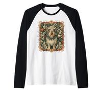 Wire Haired Dachshund Wild Boar Floral Design Raglan Baseball Tee