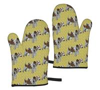 Wire Haired Fox Terriers Oven Gloves,Heat Resistant Baking Mitts Non-Slip Kitchen Oven Mitts 1 Pair