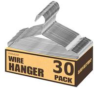 Wire Hangers,Heavy Duty Clothes Hanger,Silver Metal Hangers,Stainless Steel Coat Hanger with Non Slip Notch,Ultra Thin Space Saving Wire Hanger 16.5 Inch (30)