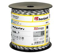 horizont turbomax® W6 Pasture Fence Wire, 400 m Long, White, 6 x 0.30 mm TBmax Ladder, 180 kg Breaking Load, for Long to Very Long Fences with Strong Vegetation, Pasture Fence Tape, Broadband Wire