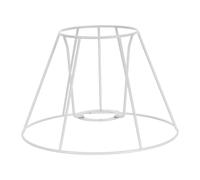 Wire Lampshade Frame Lamp Fitting Kit for E27 Pendant Light | Iron Build, Narrow Top and Wide Base, White Finish, DIY Vintage Crafts, Cone Fit