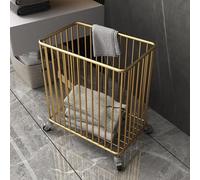 Wire Laundry Basket, Gold Metal Laundry Hamper With Wheels, Rolling Storage Basket, For Bedroom Bathroom, Dirty Clothes Towels Storage Bin Box(Gold,Square)