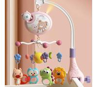 Wire-Less Baby Crib Mobile with Projector 400 Lullabies Auto-Rotating Star Lights Sensory Development Remote Control Toy Musical Mobile with Ceiling Projection
