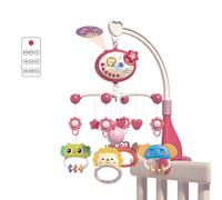 Wire-Less Baby Crib Mobile with Projector 400 Lullabies Auto-Rotating Star Lights Sensory Development Remote Control Toy Musical Mobile with Ceiling Projection