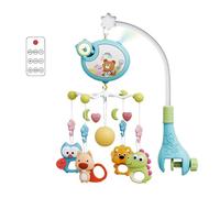 Wire-Less Baby Crib Mobile with Projector 400 Lullabies Auto-Rotating Star Lights Sensory Development Remote Control Toy Multi Function Infant Sleep Soother