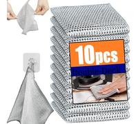 Wire Mesh Cleaning Cloth,Non Scratch Wire Dishcloth,Wire Dishwashing Rags,Multipurpose Metal Miracle Washing Rag,Reusable Steel Wool Scrubber for Kitchen Cleaning(10pcs)Suitable for Dishes,Pots, Dish