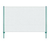 Wire Mesh Fence 25 x 1.5m Green PVC-Coated Steel 11 Posts 2m Weather-Resistant