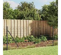 Wire Mesh Garden Fence with Ground Sleeves 1 x 10 m Metal Animal Enclosure Pond & Outdoor Plug Fence Panels Anthracite Color Strong & Weather Resistant