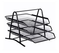 Wire Mesh Letter Tray 3 Tier Filing Trays Holder Office Desktop Document A4 Paper File Storage Desk Organiser Mesh Filling Home Office School Scratch-resistant Stacking Supports Black