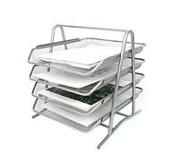 Wire Mesh Letter Tray 4 Tier Filing Trays Holder Office Desktop Document A4 Paper File Storage Desk Organiser Mesh Filling Home Office School Scratch-resistant Stacking Supports Silver