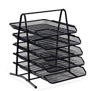 Wire Mesh Letter Tray 5 Tier Filing Trays Holder Office Desktop Document A4 Paper File Storage Desk Organiser Mesh Filling Home Office School Scratch-resistant Stacking Supports Black