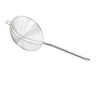 Wire Mesh Skimmer Ladle for Hot Pot Stainless Steel Kitchen Cooking | Double Coil Design, Shallow Large Basket, Hanging Hole Handle, Fast Draining for Noodles and Leafy Foods